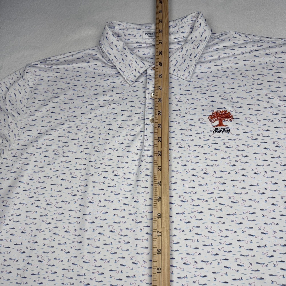 Peter Millar Polo Mens 2XL White Print Summer Comfort Golf Oak Tree National - Picture 4 of 8